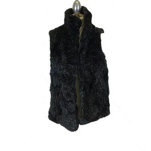 Betsey Johnson Faux Fur Sparkle Vest Lurex Women’s